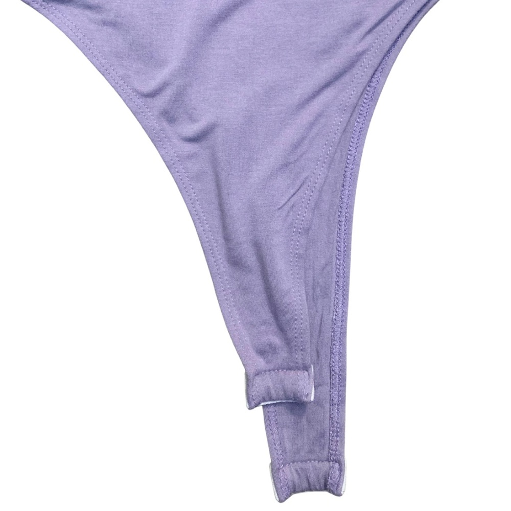 Set of 2 Bodysuit Short Sleeves Size Small Stretch Purple Tan Beige - Picture 12 of 16